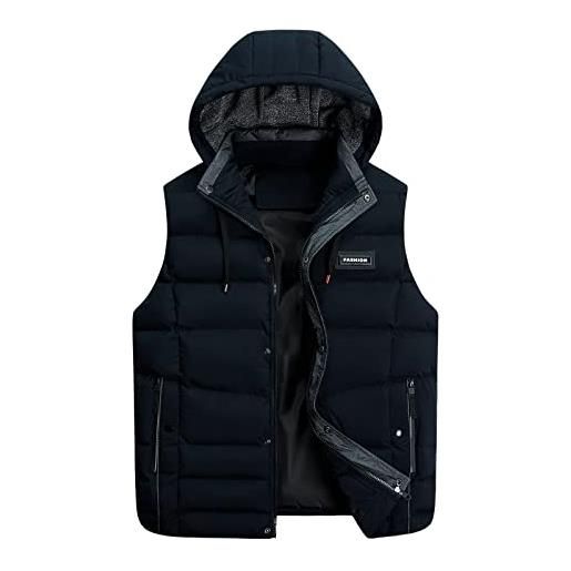 Kobilee smanicato uomo invernale con cappuccio taglie forti giubbotto smanicato leggero giubbino corto senza maniche piumino smanicato imbottita cotone gilet giacca casual 100 grammi