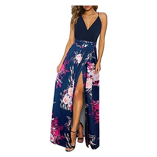 Newshows abito estivo da donna con collo a v e manica corta da spiaggia boho maxi