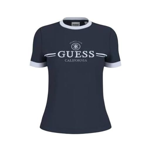 GUESS t-shirt donna mila blu navy es26gu52 v6gi08k2975 a71w (it, testo, l, regular, regular, blu)