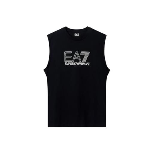 Emporio Armani ea7 canotta visibility in jersey di cotone da uomo, 7m001306 (it, testo, l, regular, regular, nero)