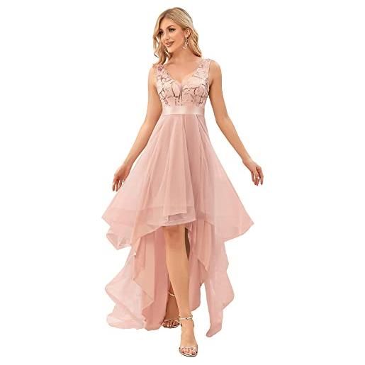 Ever-Pretty vestiti da cerimonia e ballo stile impero linea ad a scollo a v hi-low elegante tulle donna 00793 taglia unica