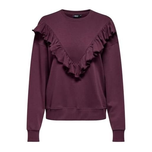 ONLY onlely l/s o-neck fringe swt, mauve wine, l