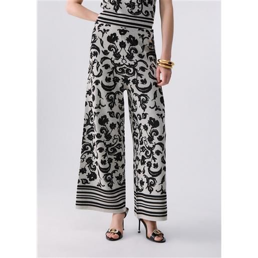 Liu jo pantaloni jacquard, bianco e nero