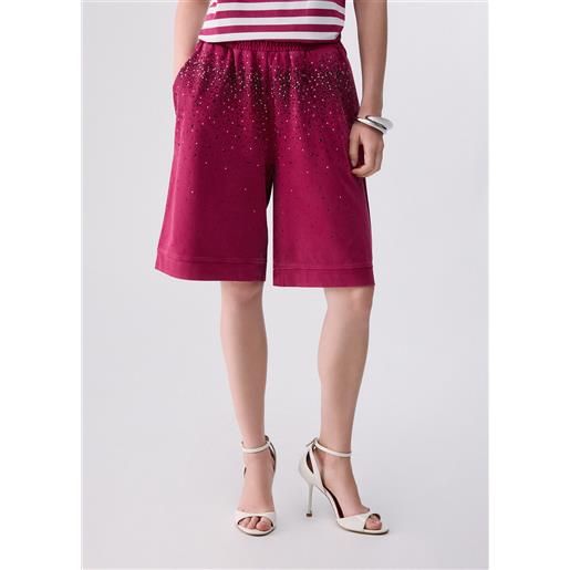 Liu jo bermuda con strass, rosso