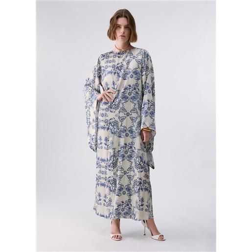 Liu jo abito lungo stampa foulard, beige e blu