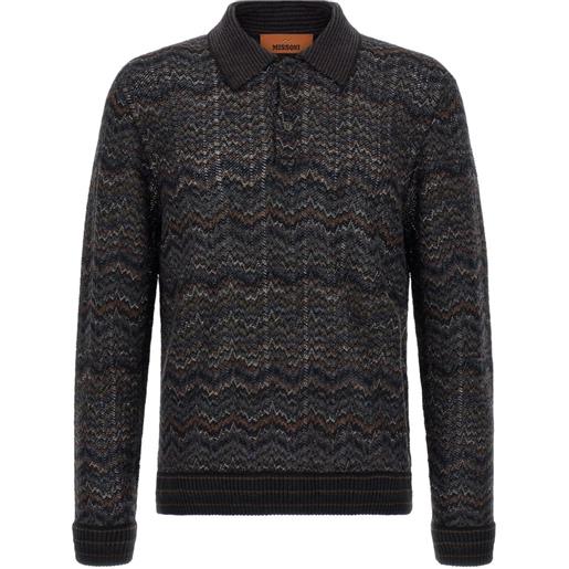 Missoni zigzag-knit polo shirt - nero