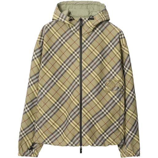 Burberry piumino a quadri con cappuccio - verde