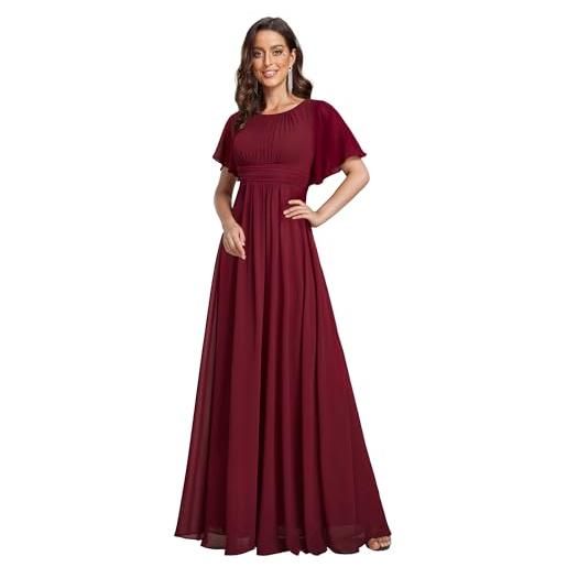 Ever-Pretty abito cerimonia donna eleganti lungo a maniche corta abito damigella d'onore in chiffon vestito donna elegante es01840