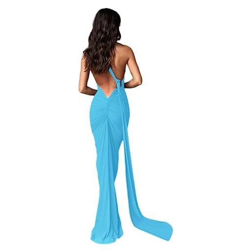 JUMISEE abito lungo sexy monospalla schiena scoperta, elegante anello con volant, senza maniche, abito da sera, abito lungo, abito da cocktail
