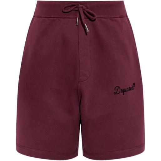 DSQUARED2 logo-embroidered drawstring shorts - rosso