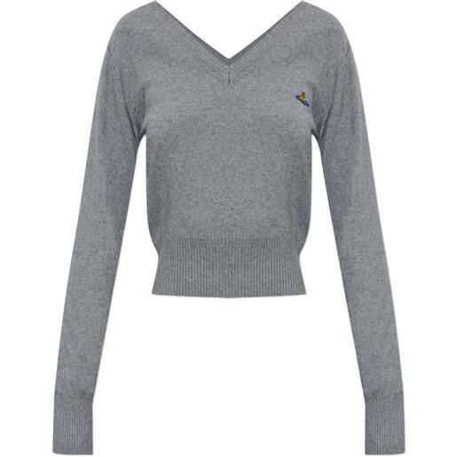 Vivienne Westwood maglione beatrice con scollo a v - grigio