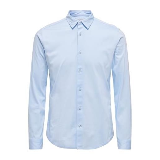 Only & sons onsrobin b/u ls stretch shirt noos frml maglietta, blu di cachemire, xs uomo