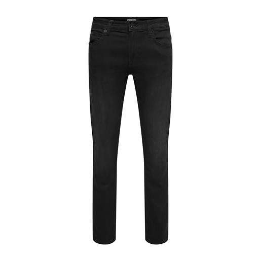 Only & sons onsloom black jog 7451 pk noos, jeans slim uomo, nero (black), w32/l32