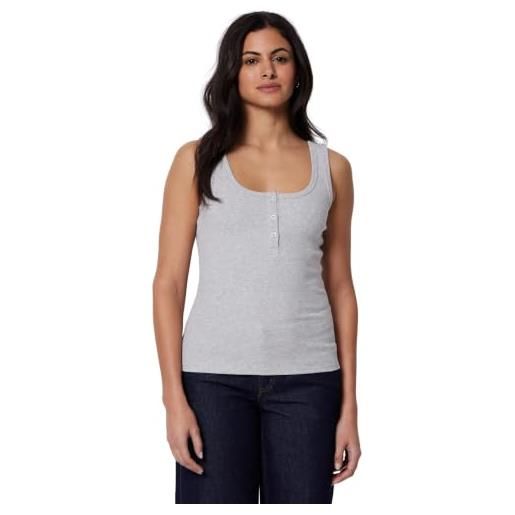 Amazon Essentials canotta henley a costine slim fit, bianca, l