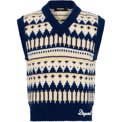 DSQUARED2 gilet con lavorazione jacquard - blu
