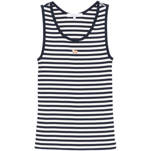 Maison Kitsuné top con ricamo - blu