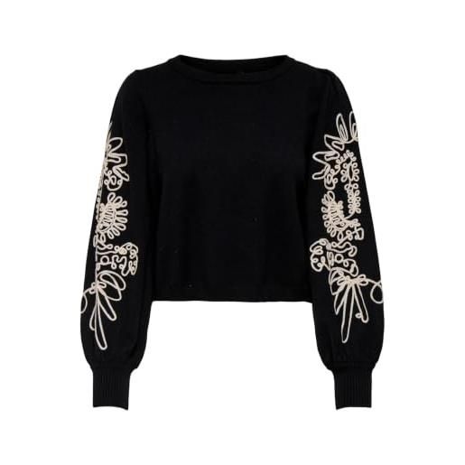 ONLY onlmagnolia ls detailed pullover knt nca, nero, m
