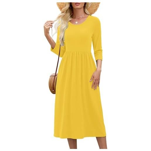 Heymoments abito estivo con scollo a v e maniche a volant, a05-giallo, l