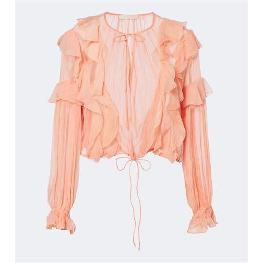Ulla Johnson blusa delfina in chiffon di seta con volant