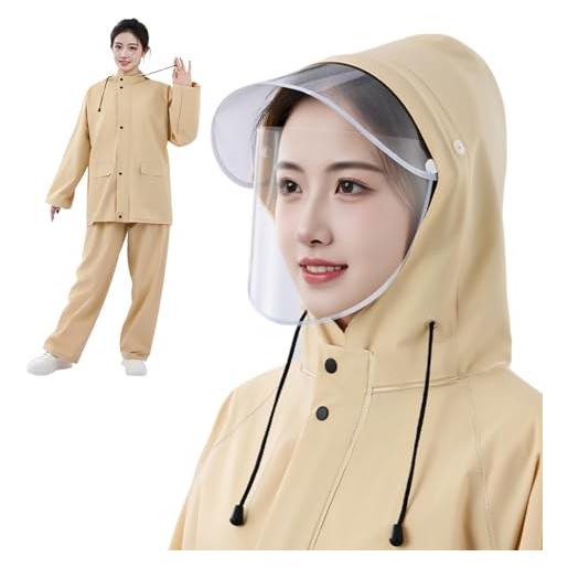Krmoau tuta antipioggia | completi impermeabili da pioggia con cappuccio - giacche e pantaloni con cappuccio design riflettente per ragazzi e donne escursionismo viaggio campeggio