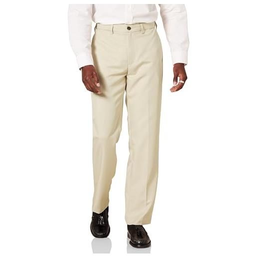 Amazon Essentials pantaloni eleganti da completo vestibilità classica con vita elasticizzata e senza pince uomo, grigio pietra, 42w / 30l
