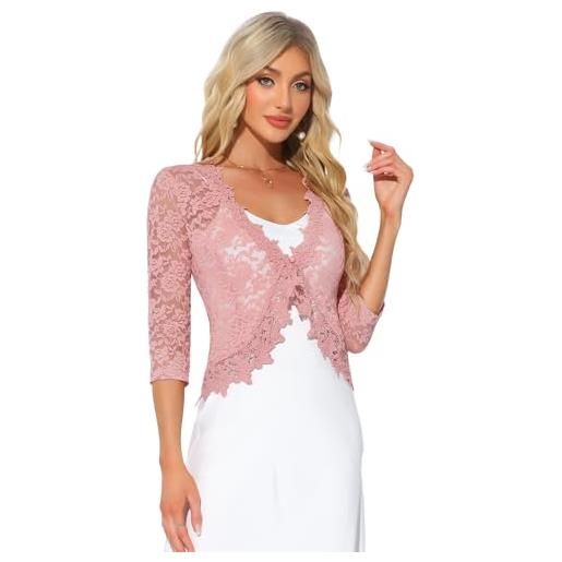 Allegra K donna coprispalle in pizzo elegante cardigan con maniche a 3/4 trasparente bolero per festa di halloween