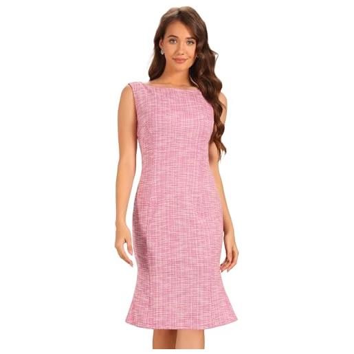 Allegra K donna abito in tweed per abiti aderenti scozzesi eleganti senza maniche estivi