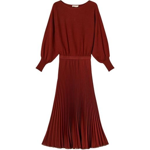 TWINSET abito lungo in crêpe plissettato - rosso