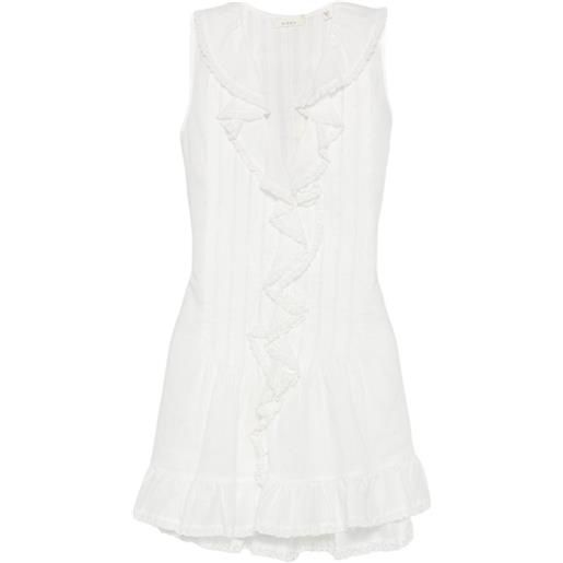 DÔEN abito midi smanicato henrietta con ruches - bianco