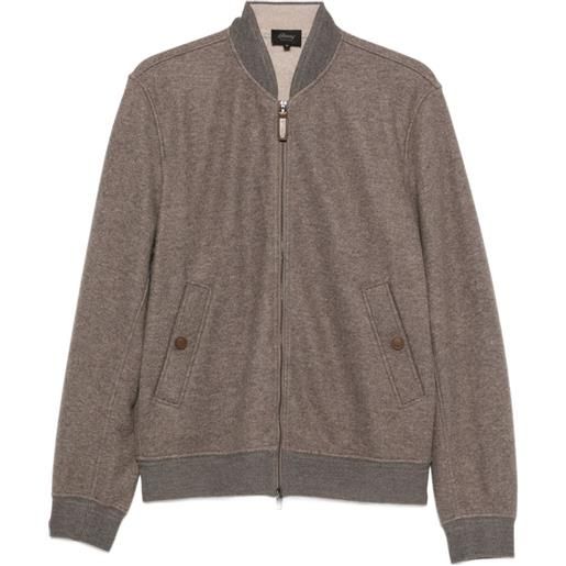 Brioni zip-up bomber jacket - marrone