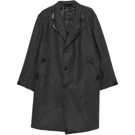 Prada leather-trimmed single-breasted coat - grigio