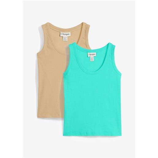 bonprix canotta a coste con cotone biologico (pacco da 2)-beige