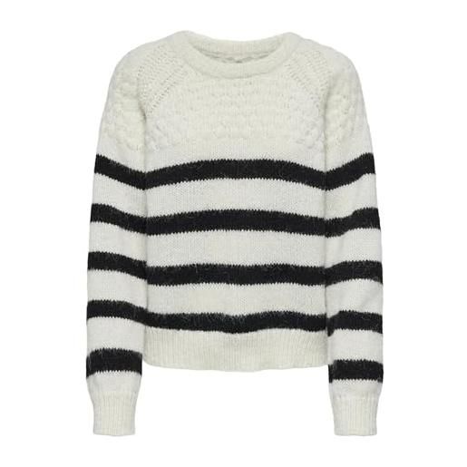 ONLY onlbillie life ls stripe o-neck ex knt pullover, ballerino di nuvola, xs donna