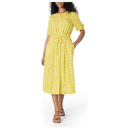 Amazon Essentials abito longuette da donna a trapezio con vita a mezza manica vestibilità comoda, stampa petalo bianco giallo, xl