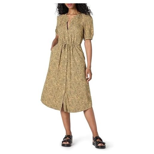 Amazon Essentials abito longuette da donna a trapezio con vita a mezza manica vestibilità comoda, stampa animalier cammello nero, xxl