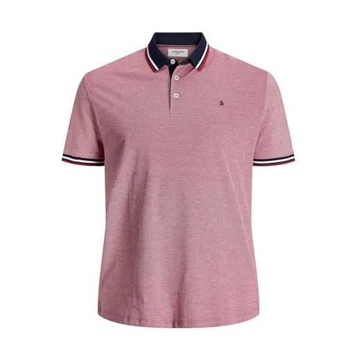 Jack & jones jjepaulos - polo da uomo, a maniche corte, in cotone, taglia grande, rio red/dettagli: ps, 6xl