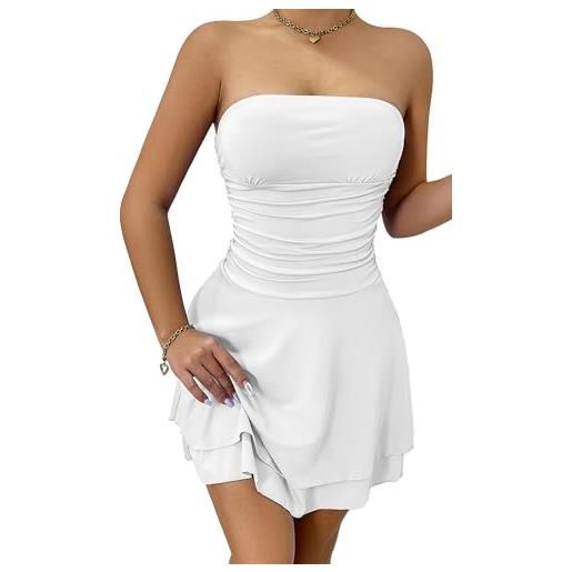AIEOE cocktail party vestito senza schiena donna sexy elegante corto con orlo arruffato senza maniche curvy sexy estate club taglia xs-l