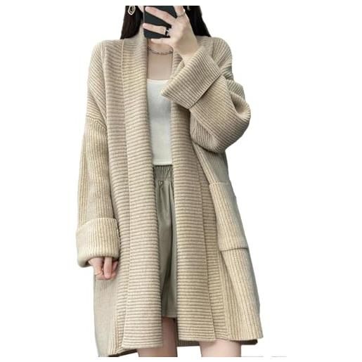 Suncadmious cardigan oversize primaverile da donna lungo cardigan largo a maniche lunghe spesso in maglia con collo a scialle risvolto a maniche lunghe cardigan giacca