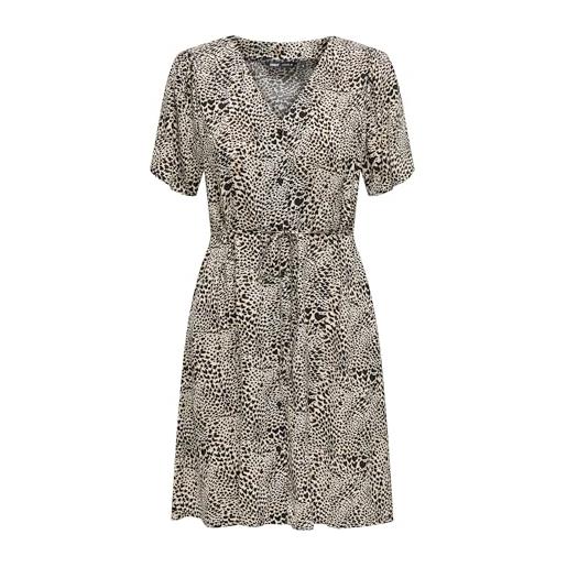 ONLY onlevida s/s short dress wvn noos abito con bottoni e cintura, pumice stone, s donna