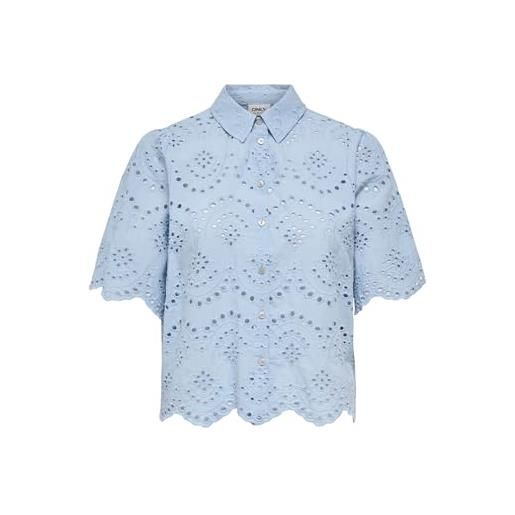 ONLY shirt onlvalais-maglietta s/s wvn noos, blu di cachemire, m donna