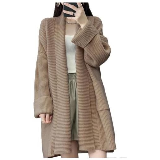 Suncadmious cardigan oversize primaverile da donna lungo cardigan largo a maniche lunghe spesso in maglia con collo a scialle risvolto a maniche lunghe cardigan giacca