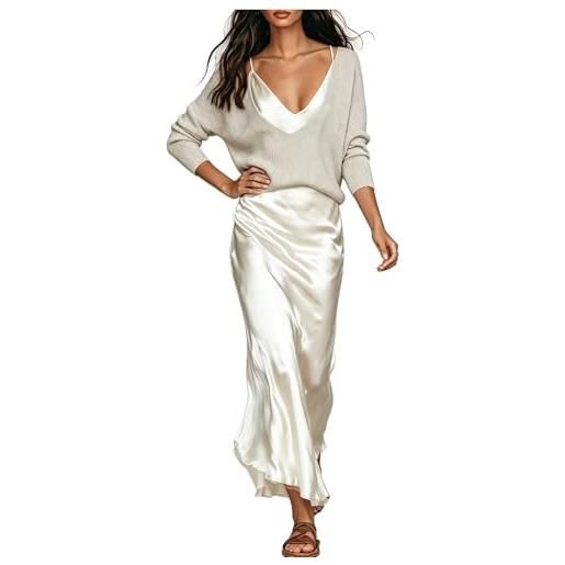 Generisch abito da donna in raso, elegante cardigan bolero, due pezzi, abito da lavoro, abito da sera, abito da cocktail, abito midi per matrimonio, ospite e feste, elegante abito a tubino