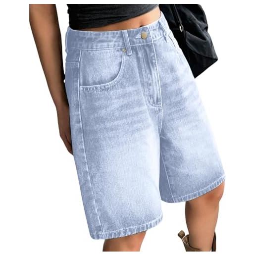 KBOPLEMQ pantaloni corti da donna hip hop style baggy shorts y2k fashion corti jeans streetwear unisex lunghezza al ginocchio pantaloncini in denim casual larghi gamba larga, pantaloncini estivi