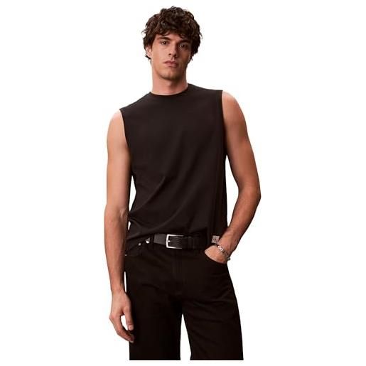 Calvin Klein canotta da uomo in jersey 30s badge muscle tank lv04rf273g, nera, m