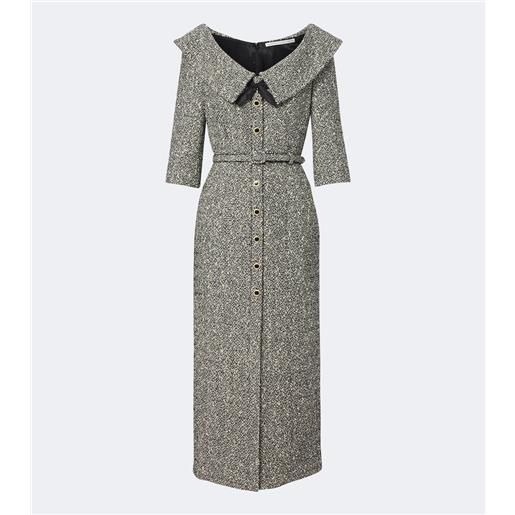 Alessandra Rich abito midi in tweed misto cotone e lana