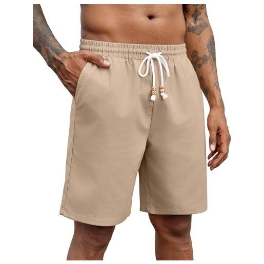 COOFANDY pantaloncini uomo estivi pantaloni corti baggy shorts con tasche pantaloncini corti leggeri traspiranti shorts uomo cachi scuro m