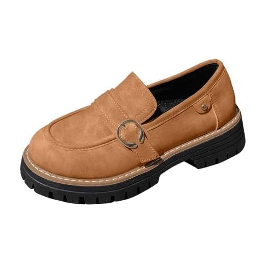 WWricotta scarpe donna, casual da, alla moda, con plateau e tinta unita, mary jane, comode, mocassini in pelle per le passeggiate quotidiane. , taglie grandi disponibili