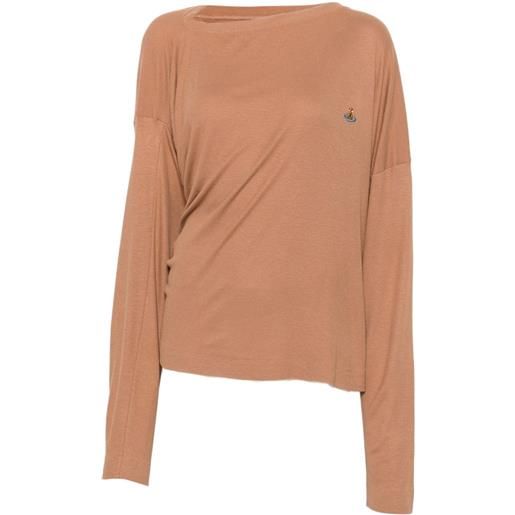 Vivienne Westwood orb-embroidered long-sleeve t-shirt - marrone