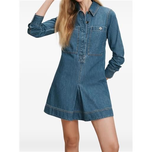 Veronica Beard abito corto pryce denim plissettato - blu