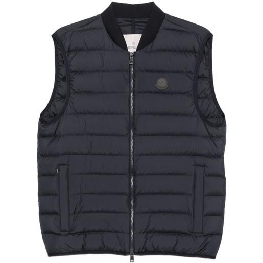 Moncler quilted logo-patch gilet - blu